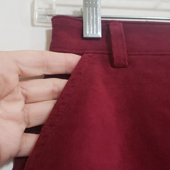 HOLLISTER Burgundy Faux Suede Skirt Ultra High Rise High-Waisted Exposed Zipper - Picture 11 of 13
